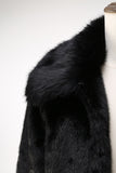 Fluffy Black Faux Fur Coat with Pockets