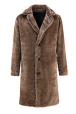 Fluffy Coffee Long Faux Fur Coat with Pockets