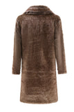 Fluffy Coffee Long Faux Fur Coat with Pockets