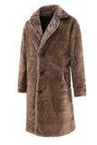 Fluffy Coffee Long Faux Fur Coat with Pockets