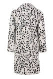 White Black Leopard Print Faux Fur Coat Men's Mid-Length Suit Collar