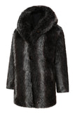 Black Men's Winter Puffy Long Sleeve Hooded Faux Fur Coat