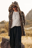 Leopard Mid-Length Faux Fur Winter Men's Coat