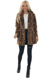 Yellow Leopard Print Women's Fur Coat