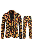 Orange Fitted Christmas 3-Piece Men's Party Suit