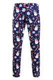 Navy Snowmen Printed 3 Pieces Men's Christmas Suits