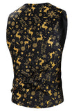 Black 3-Pieces Yellow Elk Printed Men's Christmas Suits