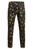 Black 3-Pieces Yellow Elk Printed Men's Christmas Suits