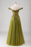 Olive A Line Off The Shoulder Corset Long Prom Dress