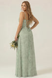 Dusty Sage Mermaid Floral Corset Ruched Long Prom Dress with Slit
