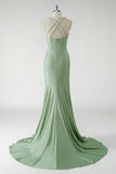 Sparkly Sheath Green Long Prom Dress with 3D Flowers