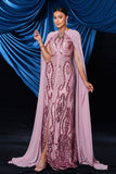 Pink Sequined Mermaid Prom Dress with Wrap