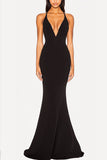 Black Mermaid Deep V-Neck Formal Dress