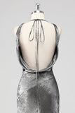 Silver Grey Sheath Swing Collar Formal Dress