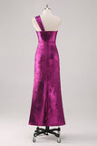 Fuchsia One Shoulder Floor Length Sheath Formal Dress