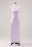 Simple Lilac Sheath Lace-Up Back Formal Dress