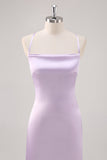 Simple Lilac Sheath Lace-Up Back Formal Dress