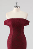 Burgundy Lace Mermaid Off The Shoulder Formal Dress