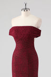 Burgundy Lace Mermaid Off The Shoulder Formal Dress