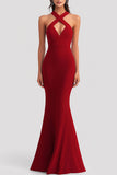 Red Mermaid Convertible straps Satin Formal Dress