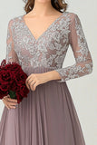 Dusk V Neck Long Sleeve Mother of the Bride Dress With Appliques