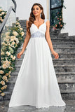 White A Line Spaghetti Straps Sequin Long Party Dress