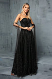 Sparkly Off the Shoulder Maxi Tulle Prom Dress