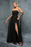 Sparkly Off the Shoulder Maxi Tulle Prom Dress