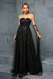 Sparkly Off the Shoulder Maxi Tulle Prom Dress