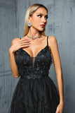 Sparkly Spaghetti Straps Grey Blue Tulle A Line Ball Dress