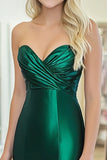 Chic Sweetheart Dark Green Satin Prom Dress