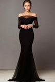 Chic Black Mermaid Off The Shoulder Prom Dress