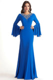 Royal Blue Sheath Scoop Long Sleeve Mother of the Bride Dress