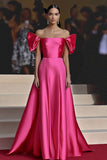 Elegant Fuchsia A Line Off The Shoulder Gala Dress