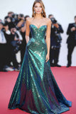 Sparkly Dark Green A Line Sweetheart Gala Dress