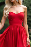 Red A Line Sweetheart Chiffon Long Prom Dress