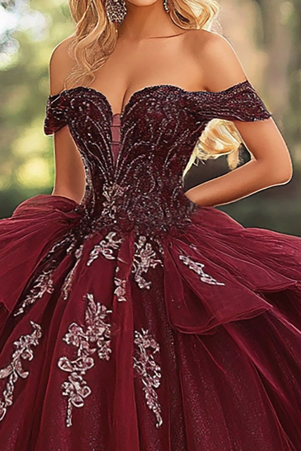 ZAPAKA Women Burgundy Quinceanera Dress Strapless Off The Shoulder Lace Appliqued Organza Long Ball Gown ZAPAKA NZ ZAPAKA Women Burgundy Quinceanera Dress Strapless Off The Shoulder Lace Appliqued Organza Long Ball Gown ZAPAKA NZ
