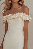 Floor Length White Off The Shoulder Sheath Graduation Dress