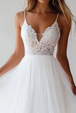 Lace White Tulle A Line Tea Length Graduation Dress