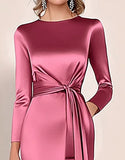 Blush Satin Mother Of The Bride Dress with Pockets