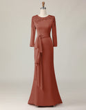 Blush Lace Sheath Long Sleeve Mother Of The Bride Dress