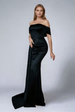 Satin Black Off The Shoulder Mermaid Formal Dress