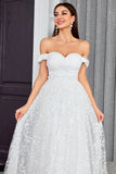 Off The Shoulder A Line Ivory Sweetheart Long Wedding Dress