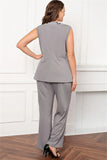 Silver Round Neck Chiffon Long Sleeves 3 Pieces Mother of the Bride Pant Suits