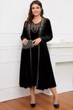 Black Round Neck Long Sleeves A-Line Mother of the Bride Dress