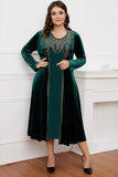 Black Round Neck Long Sleeves A-Line Mother of the Bride Dress