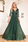 Pine A Line V Neck Long Mother Of The Bride Dress with Sequin