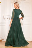 Pine A Line V Neck Long Mother Of The Bride Dress with Sequin