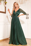 Pine A Line V Neck Long Mother Of The Bride Dress with Sequin