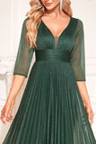 Pine A Line V Neck Long Mother Of The Bride Dress with Sequin